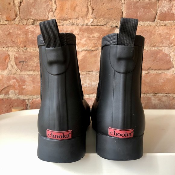 Chooka Delridge Chelsea Rain Boots Sz 6 Black Rubber Faux Fur Lined Waterproof - Picture 4 of 6